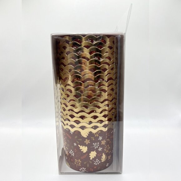 NEW My Minds Eye Gold Foiled Fall Foliage Leaves Baking Cups - 36 Count - Picture 3 of 5